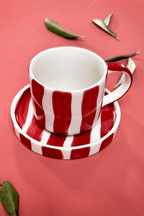 Espresso Cups Set of 2 in Tramonto Red Stripes
