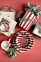 Espresso Cups Set of 2 in Tramonto Red Stripes
