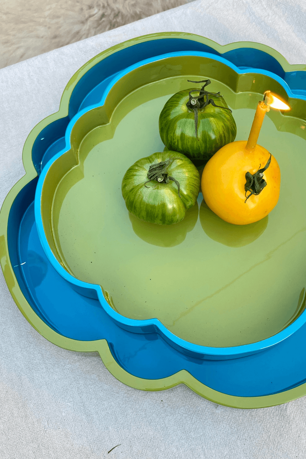 Blue Cloud Lacquer Tray - Large