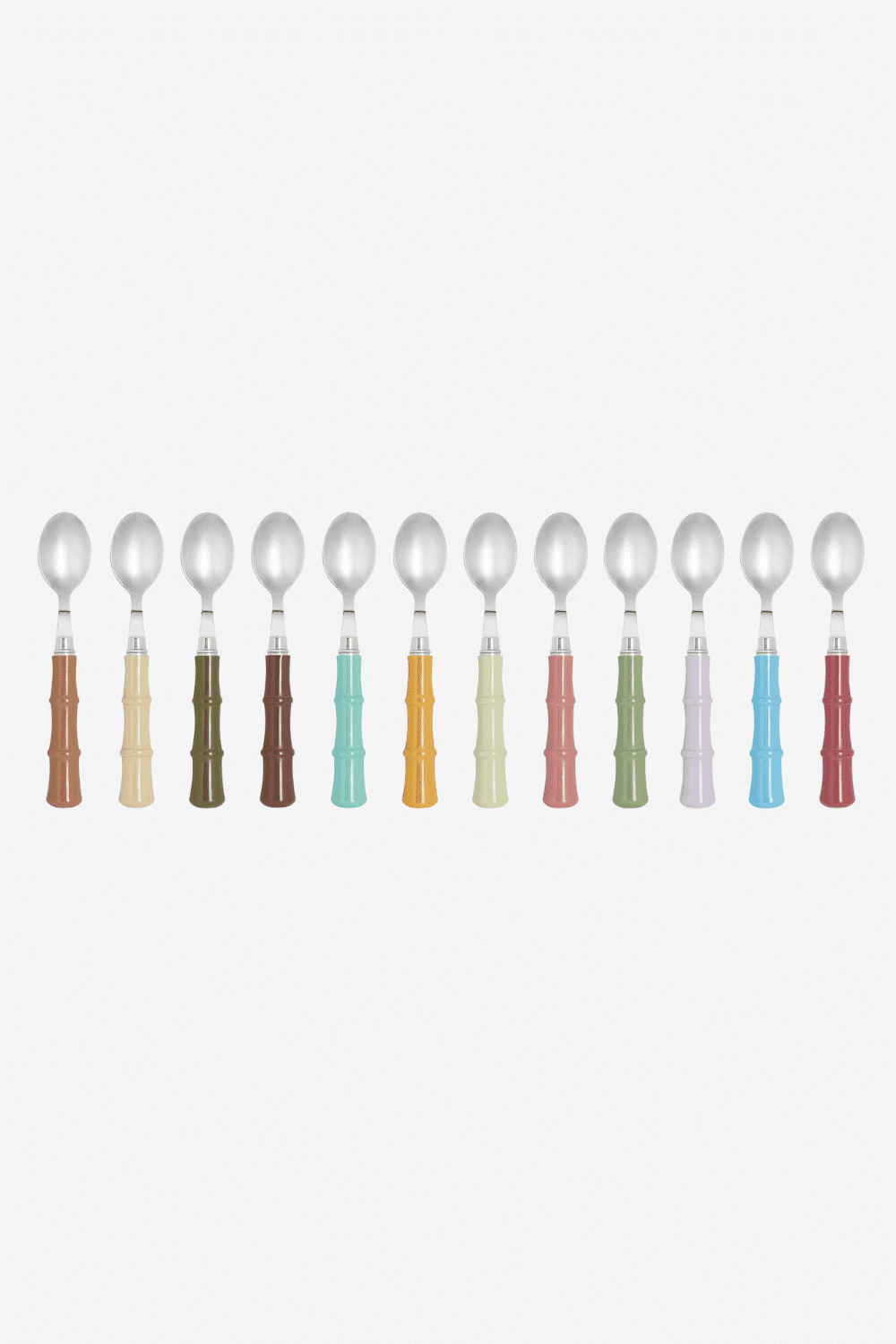 Lacquered Bamboo Handle Teaspoon Set 12pc