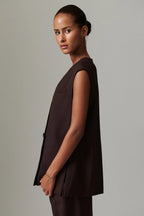 Francine Light Wool Waistcoat in Chocolate Plum