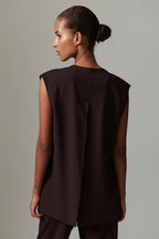 Francine Light Wool Waistcoat in Chocolate Plum
