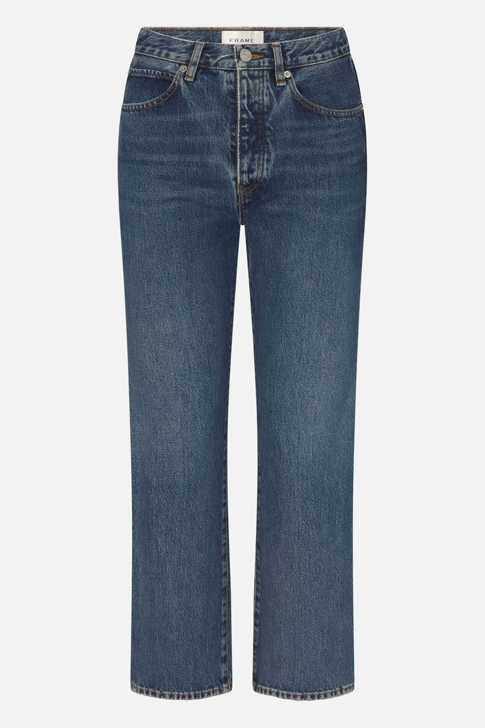 Vertical Crop High Rise Straight Leg Jeans in Zeta