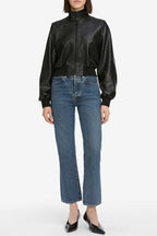 Vertical Crop High Rise Straight Leg Jeans in Zeta