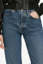 Vertical Crop High Rise Straight Leg Jeans in Zeta