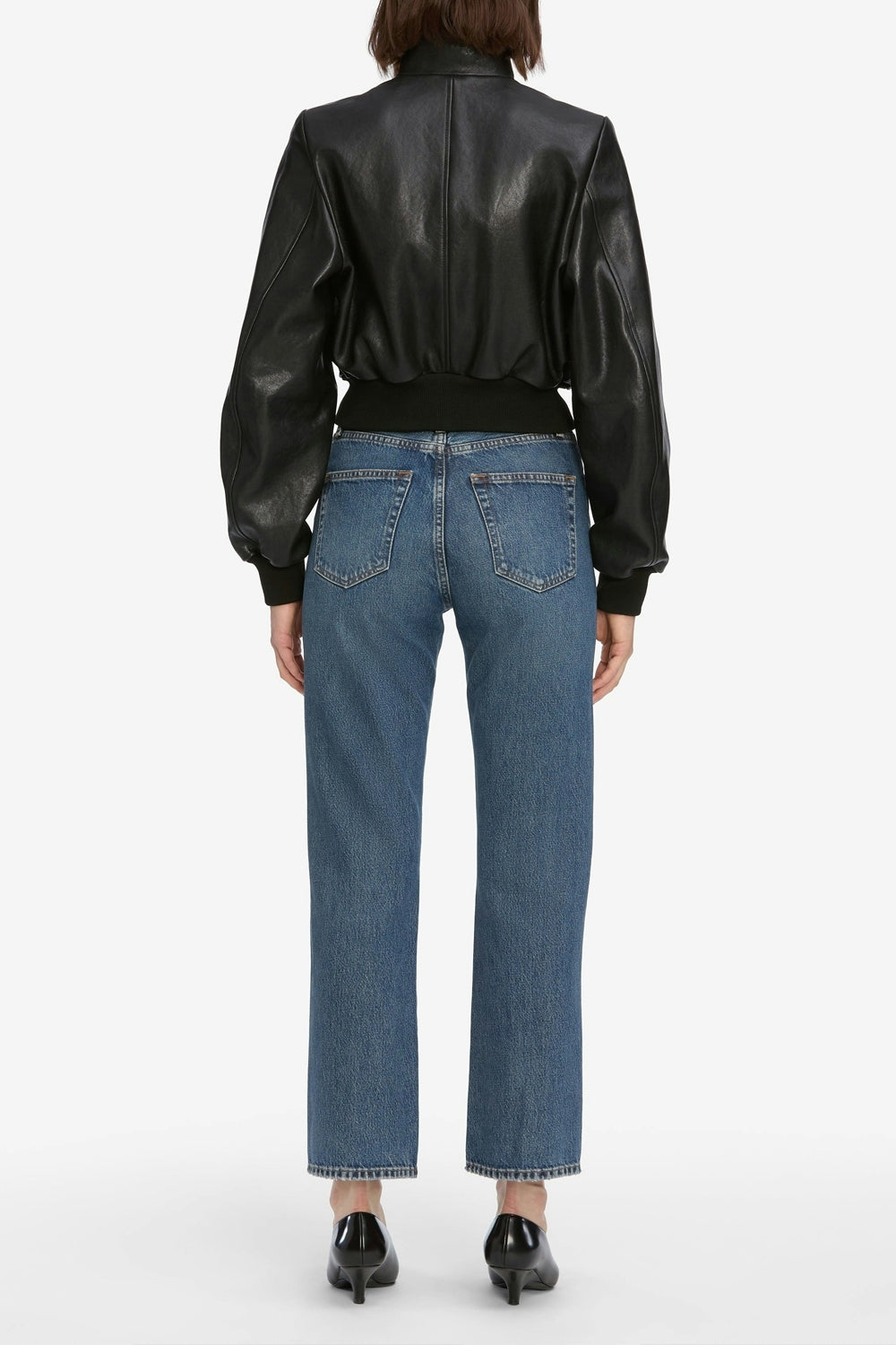 Vertical Crop High Rise Straight Leg Jeans in Zeta