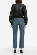 Vertical Crop High Rise Straight Leg Jeans in Zeta