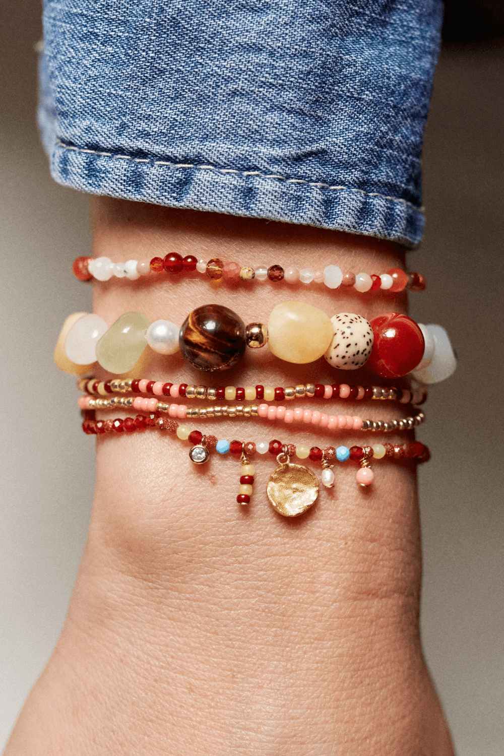 Maroon Harmony Bracelet in Gold