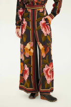 Chenille Flower Black Pants