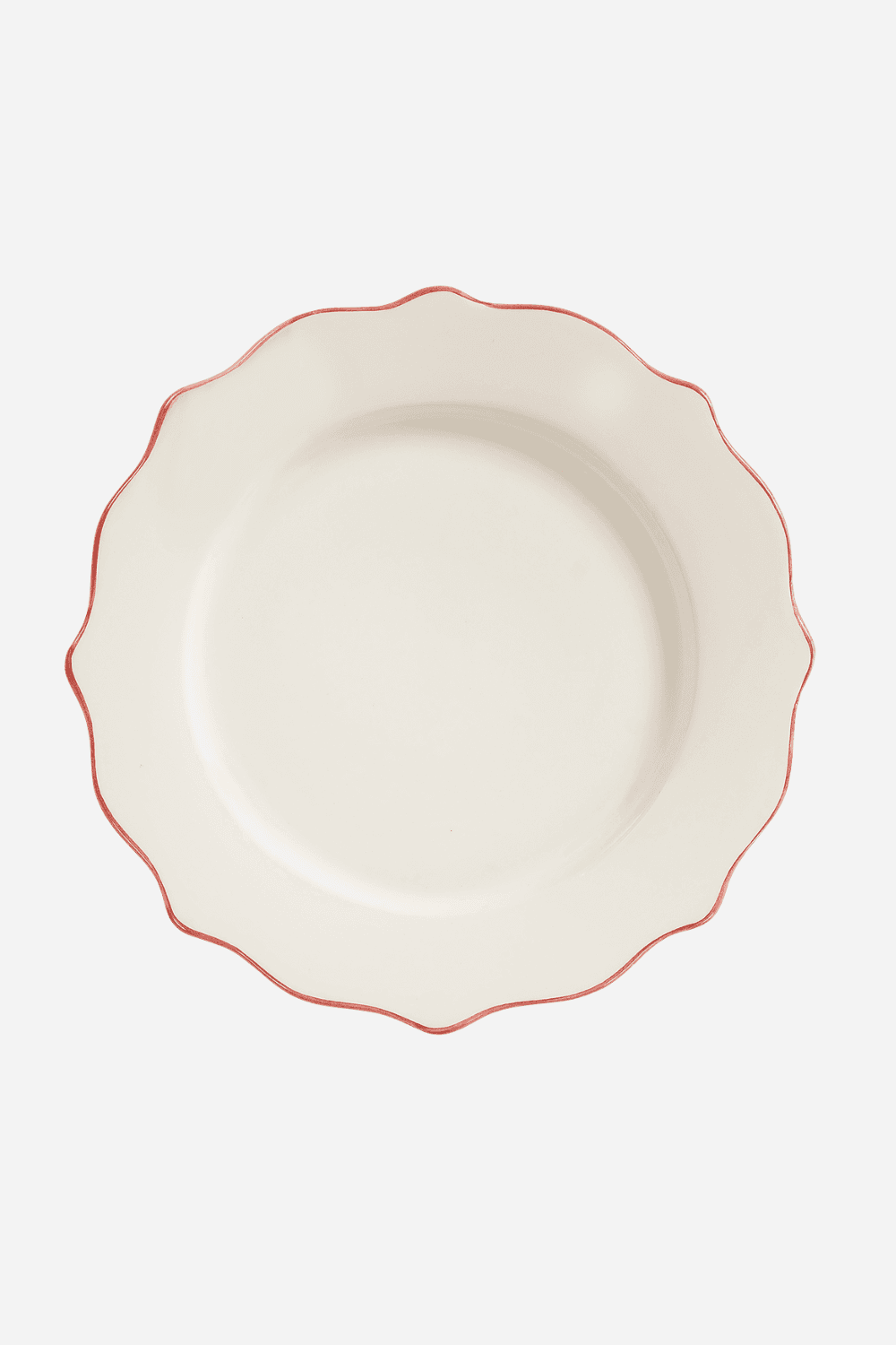 Carmine Scalloped Breakfast Plate in Red