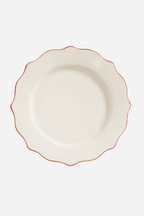 Carmine Scalloped Breakfast Plate in Red