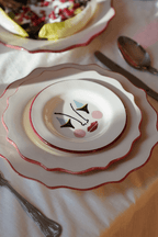 Carmine Scalloped Dinner Plate in Red