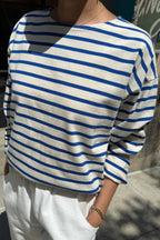 Sailor Top in Blue Stripe on Cream