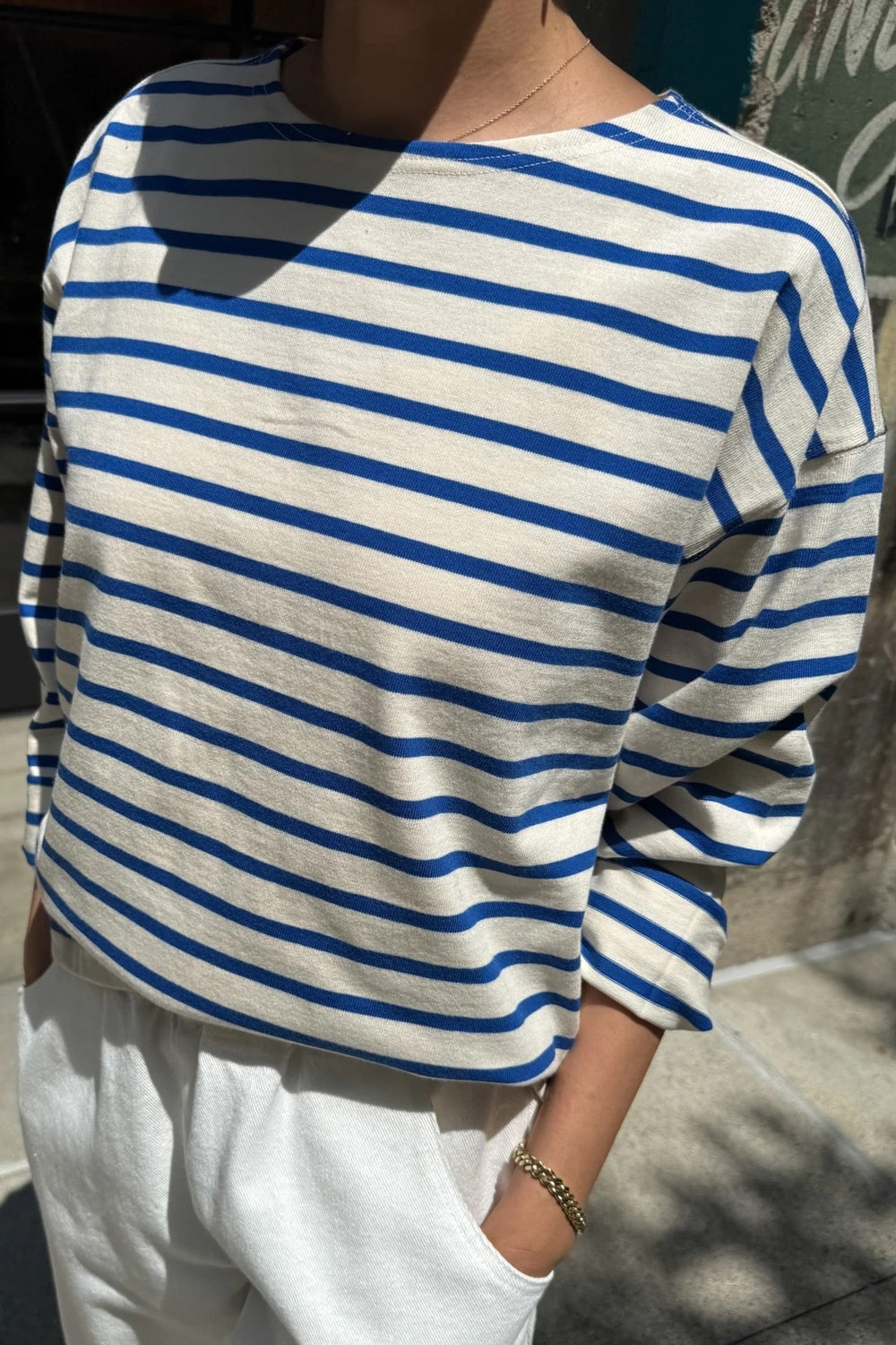 Sailor Top in Blue Stripe on Cream