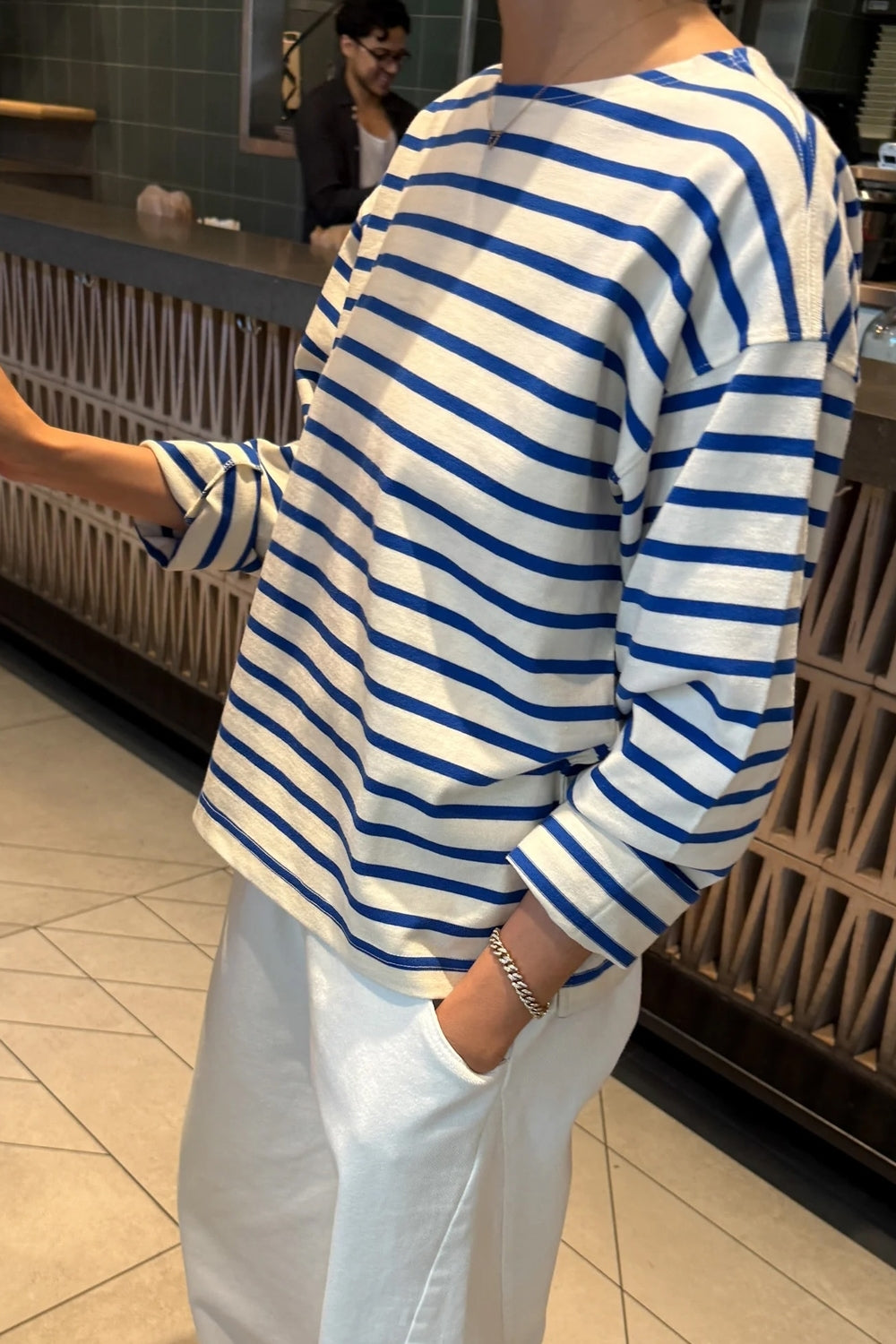 Sailor Top in Blue Stripe on Cream