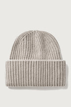 Ribbed Cashmere Beanie in Greige