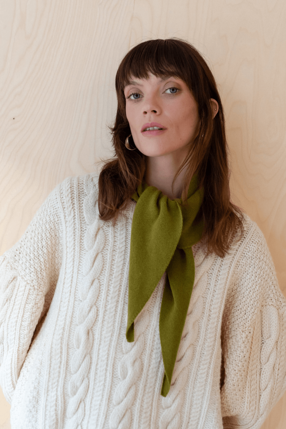 Merino Wool Triangle Scarf in Olive