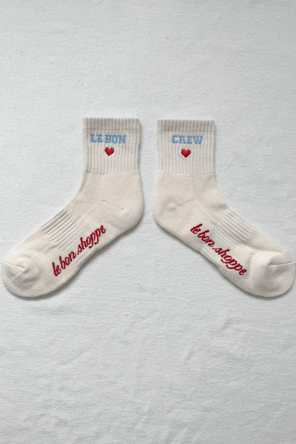 Embroidered Crew Socks in Vanilla