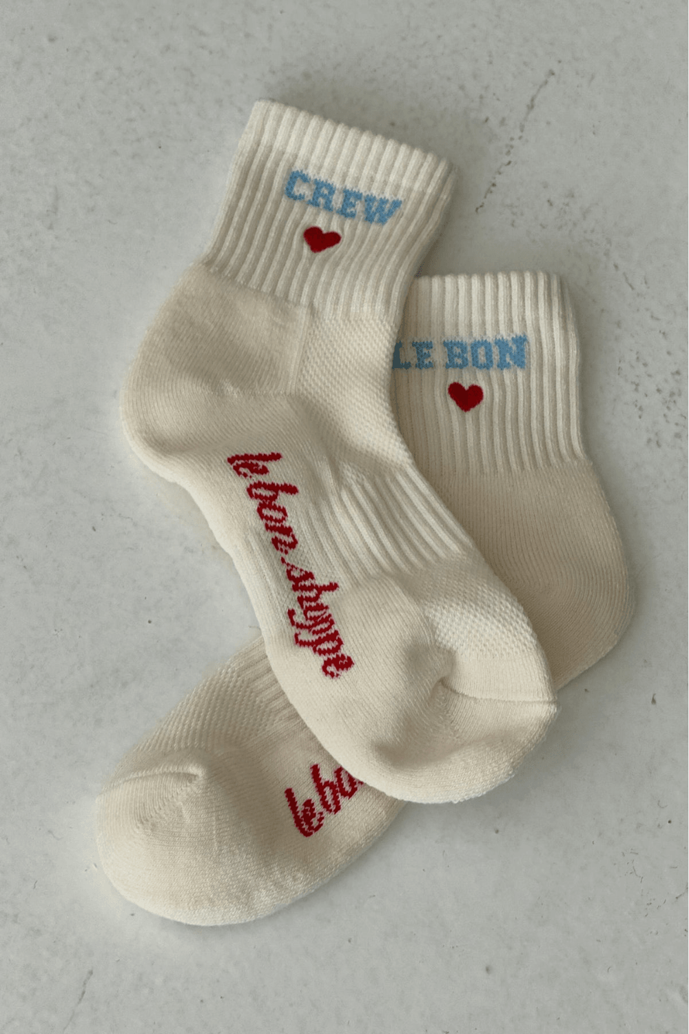 Embroidered Crew Socks in Vanilla