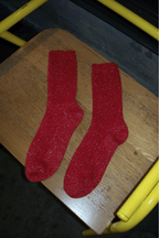 Winter Sparkle Socks in Poinsettia