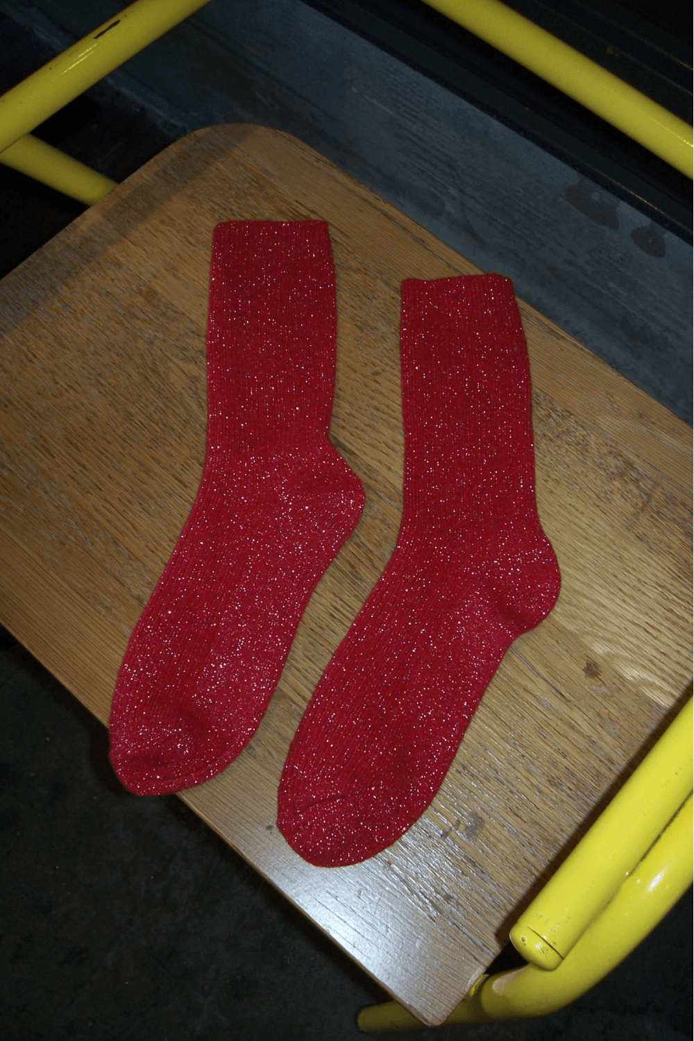 Winter Sparkle Socks in Poinsettia