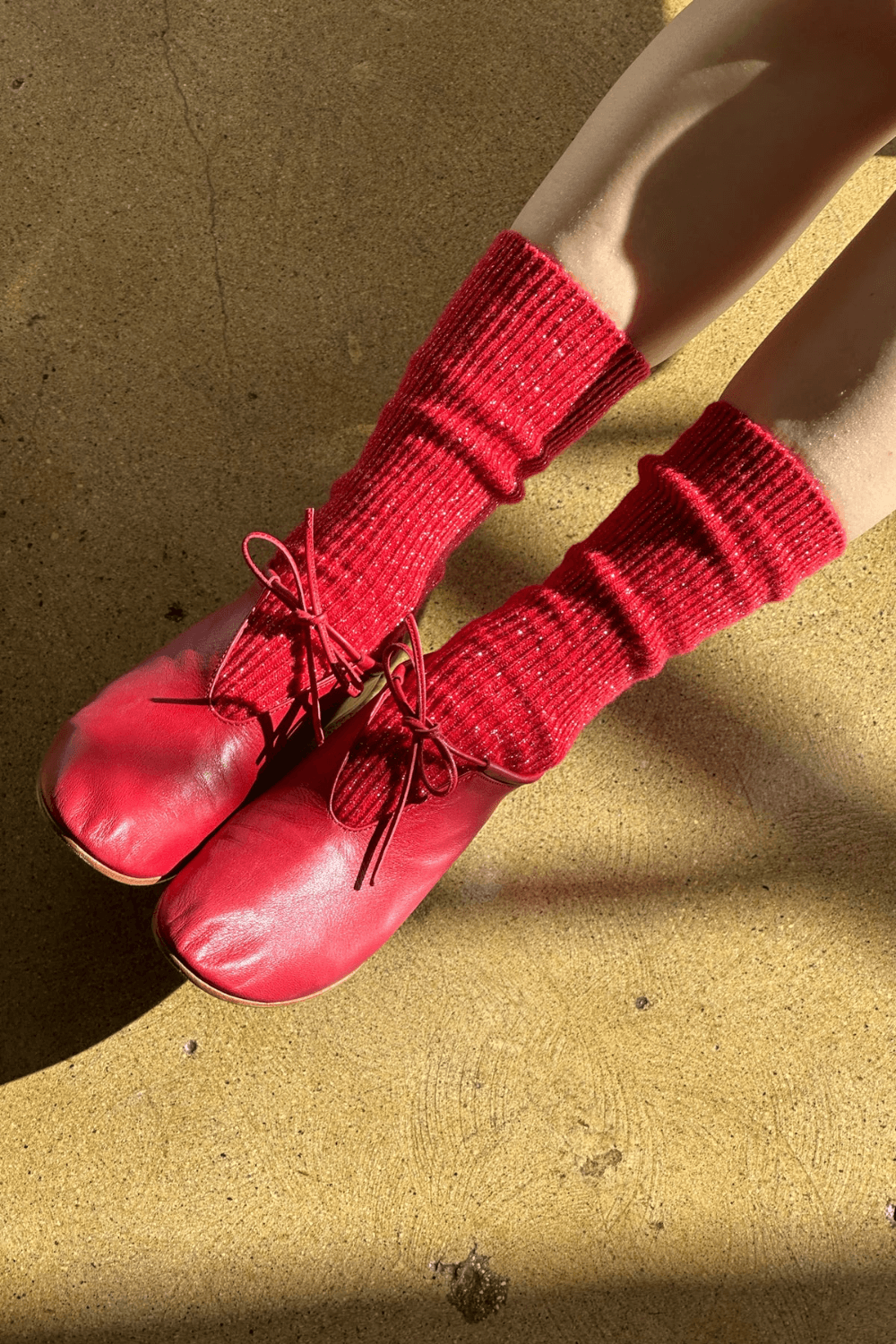 Winter Sparkle Socks in Poinsettia