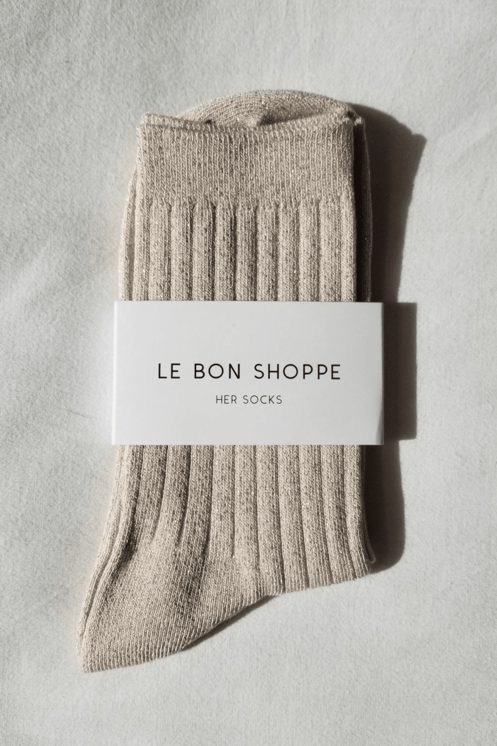 Her Socks - Modal Lurex in Ivory Gold Glitter