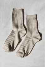 Her Socks - Modal Lurex in Ivory Gold Glitter