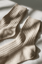 Her Socks - Modal Lurex in Ivory Gold Glitter