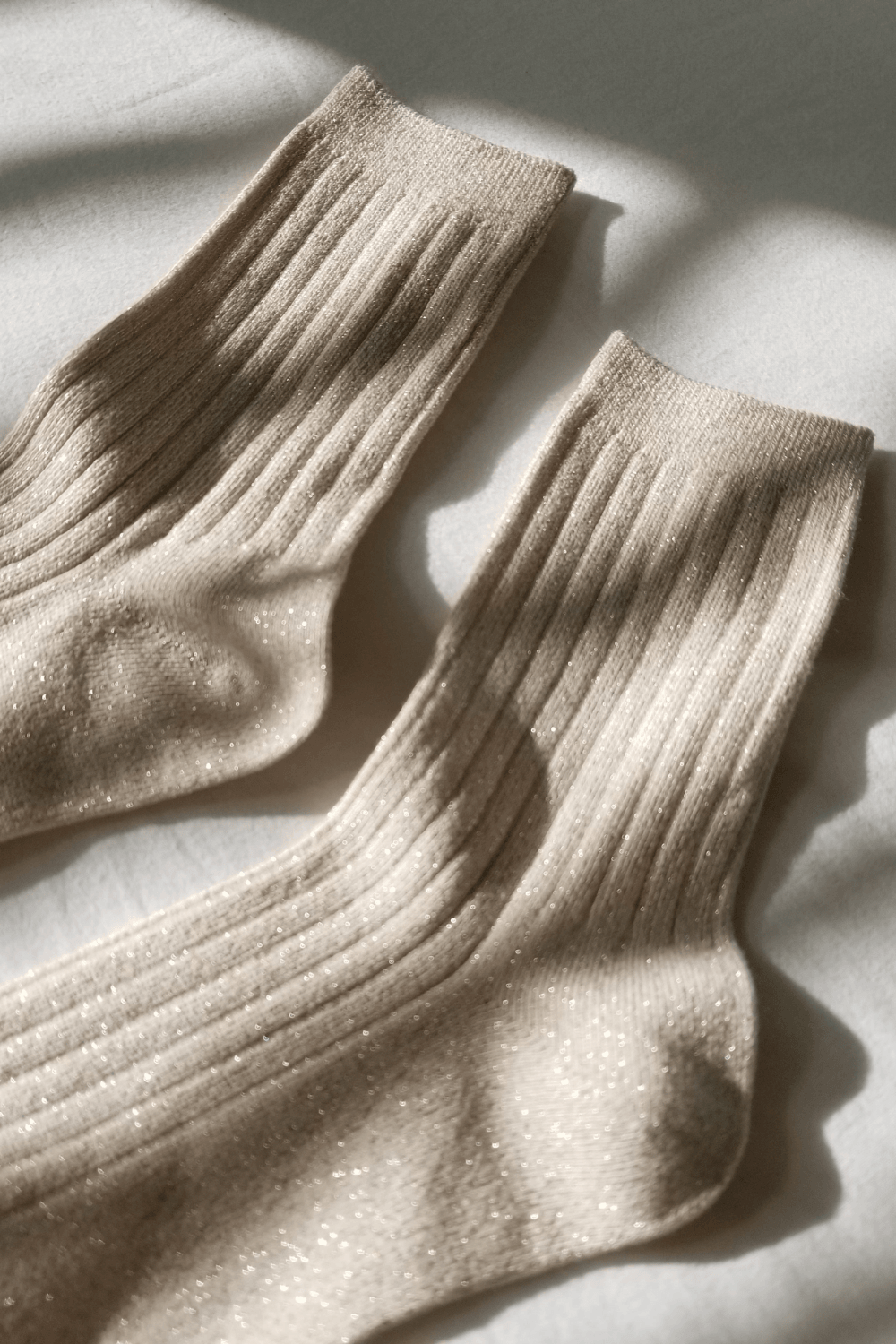 Her Socks - Modal Lurex in Ivory Gold Glitter