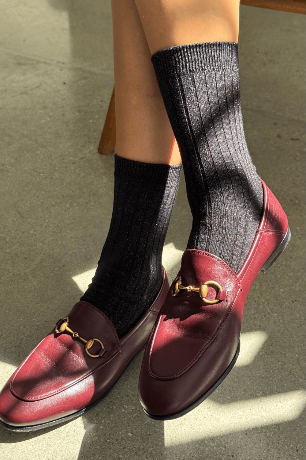 Her Socks - Modal Lurex in Copper Black