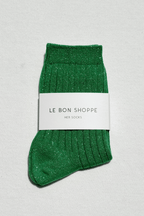 Her Socks - Modal Lurex in Emerald Glitter