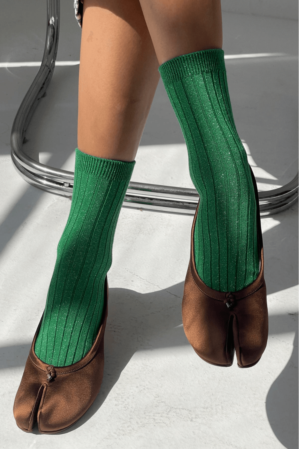 Her Socks - Modal Lurex in Emerald Glitter
