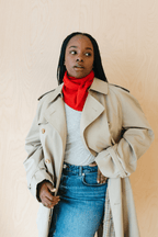 Merino Wool Triangle Scarf in Red
