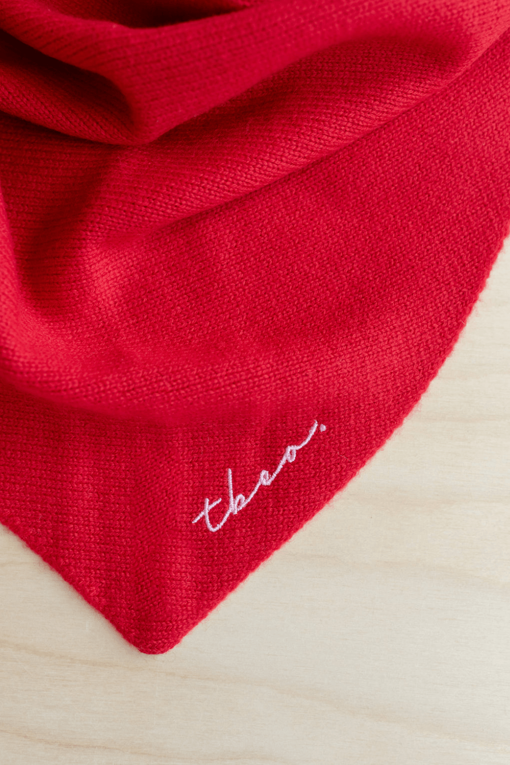 Merino Wool Triangle Scarf in Red