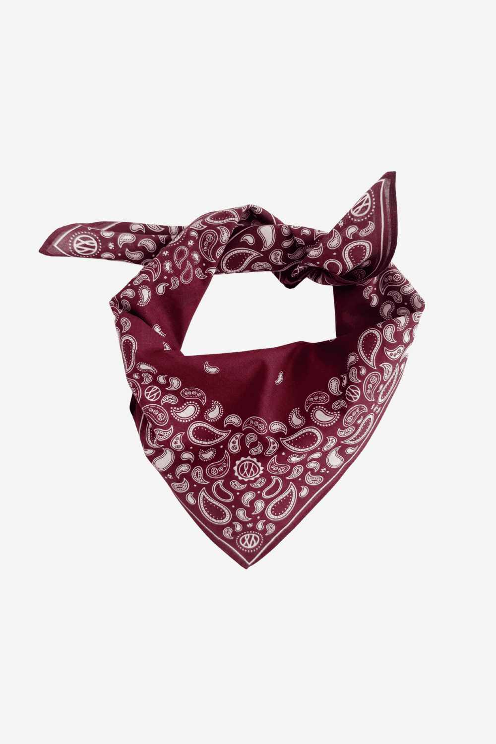 Cotton Paisley Scarf in Wine Red 55cm