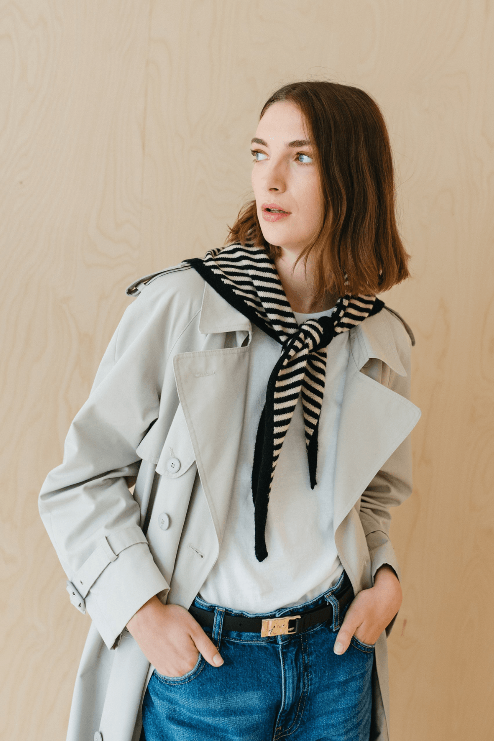 Merino Wool Triangle Scarf in Black