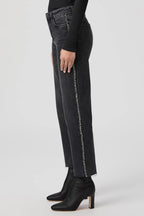Mason Mid Rise Straight Leg Ankle Jean in Glitz Black Embellished