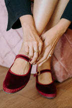 Lucrecia Velvet Mary Jane in Burgundy