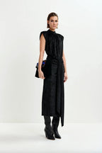 Inche Velvet Jersey Dress in Black