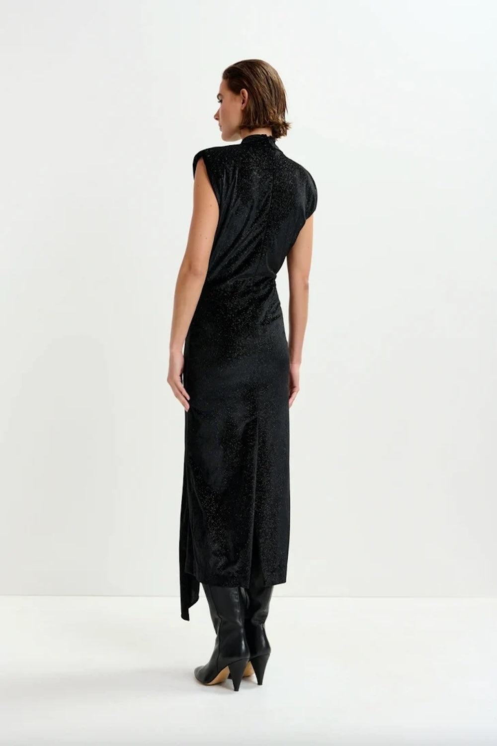 Inche Velvet Jersey Dress in Black