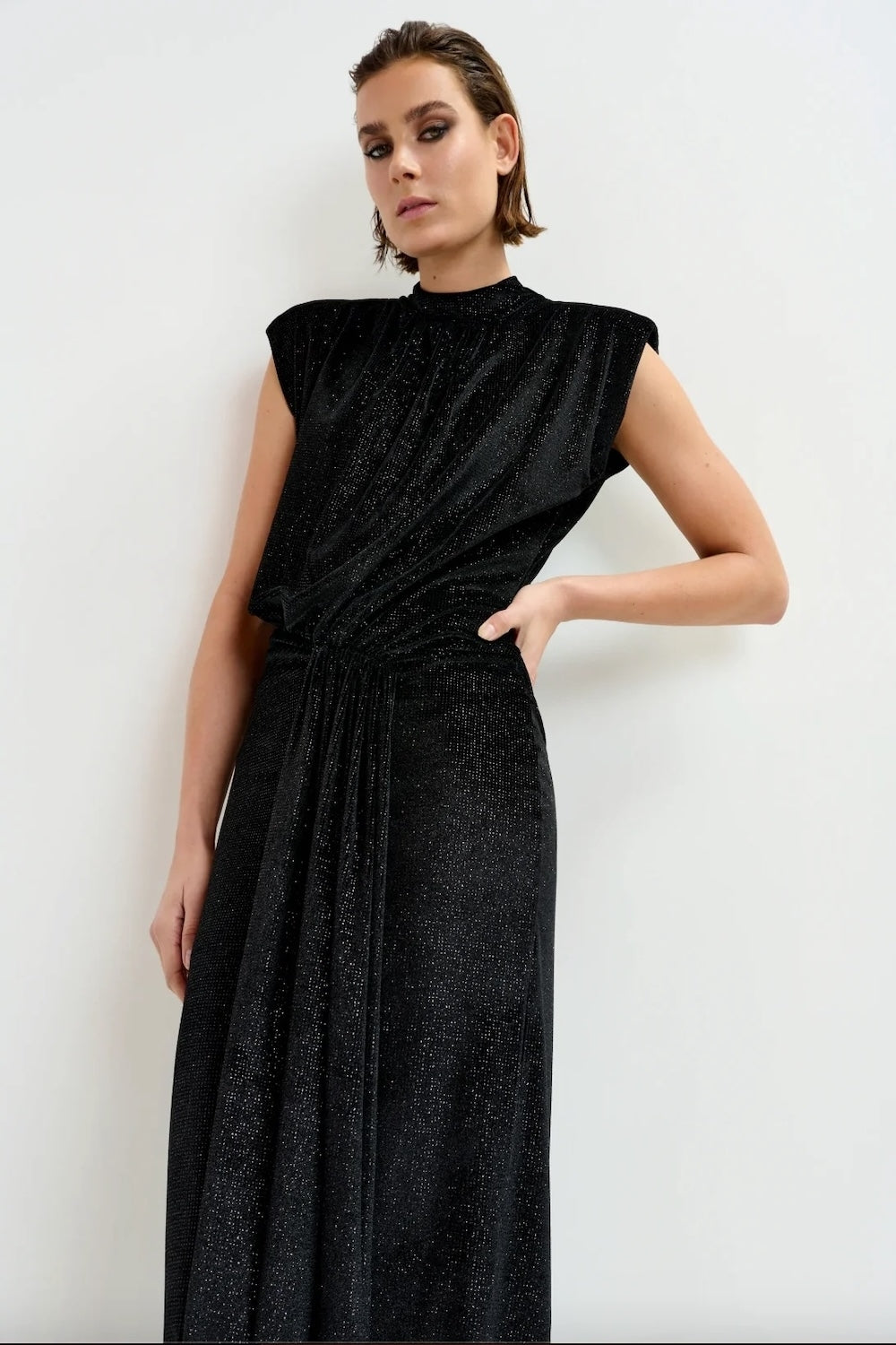 Inche Velvet Jersey Dress in Black