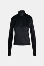 Indienne Velvet Jersey Top in Black