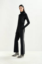 Indienne Velvet Jersey Top in Black