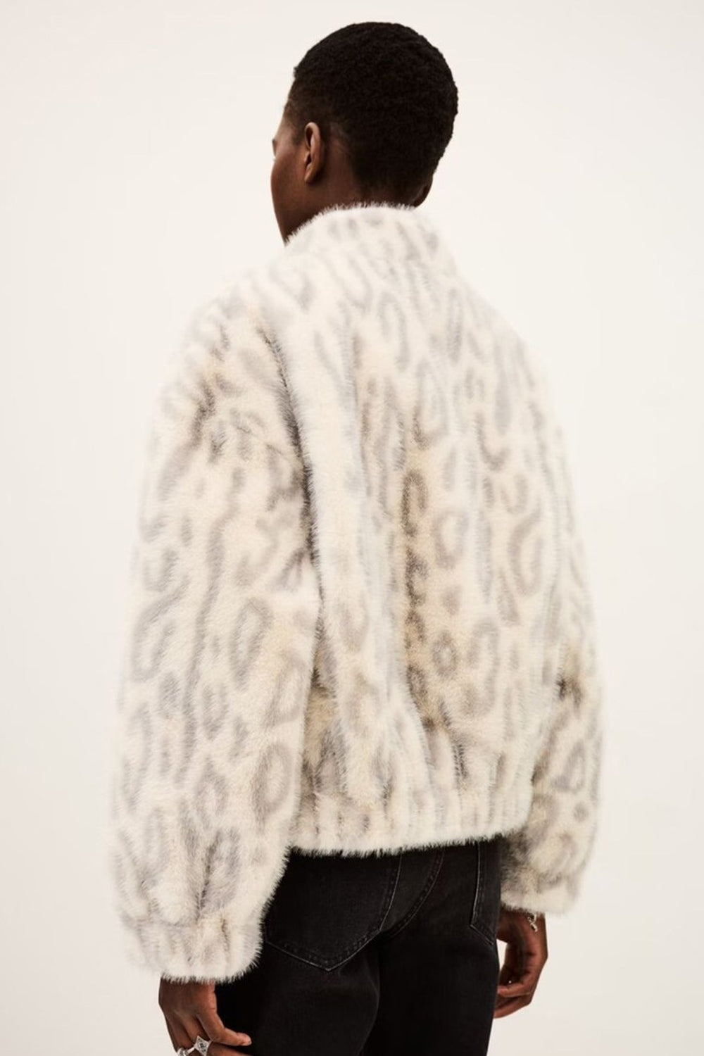 Saros Faux Fur Jacket in Ecru