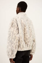 Saros Faux Fur Jacket in Ecru