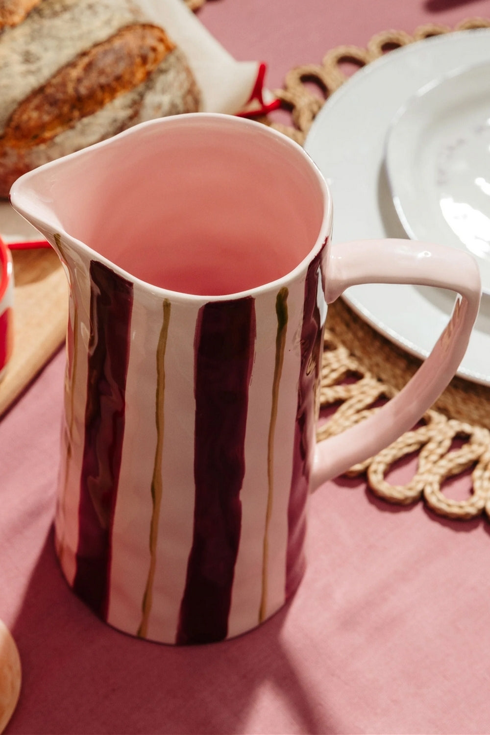 Marcelle Stripe Jug - Pink/Burgundy