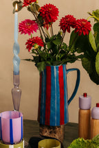 Marcelle Stripe Jug - Light Blue/Red