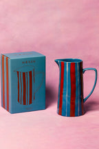 Marcelle Stripe Jug - Light Blue/Red