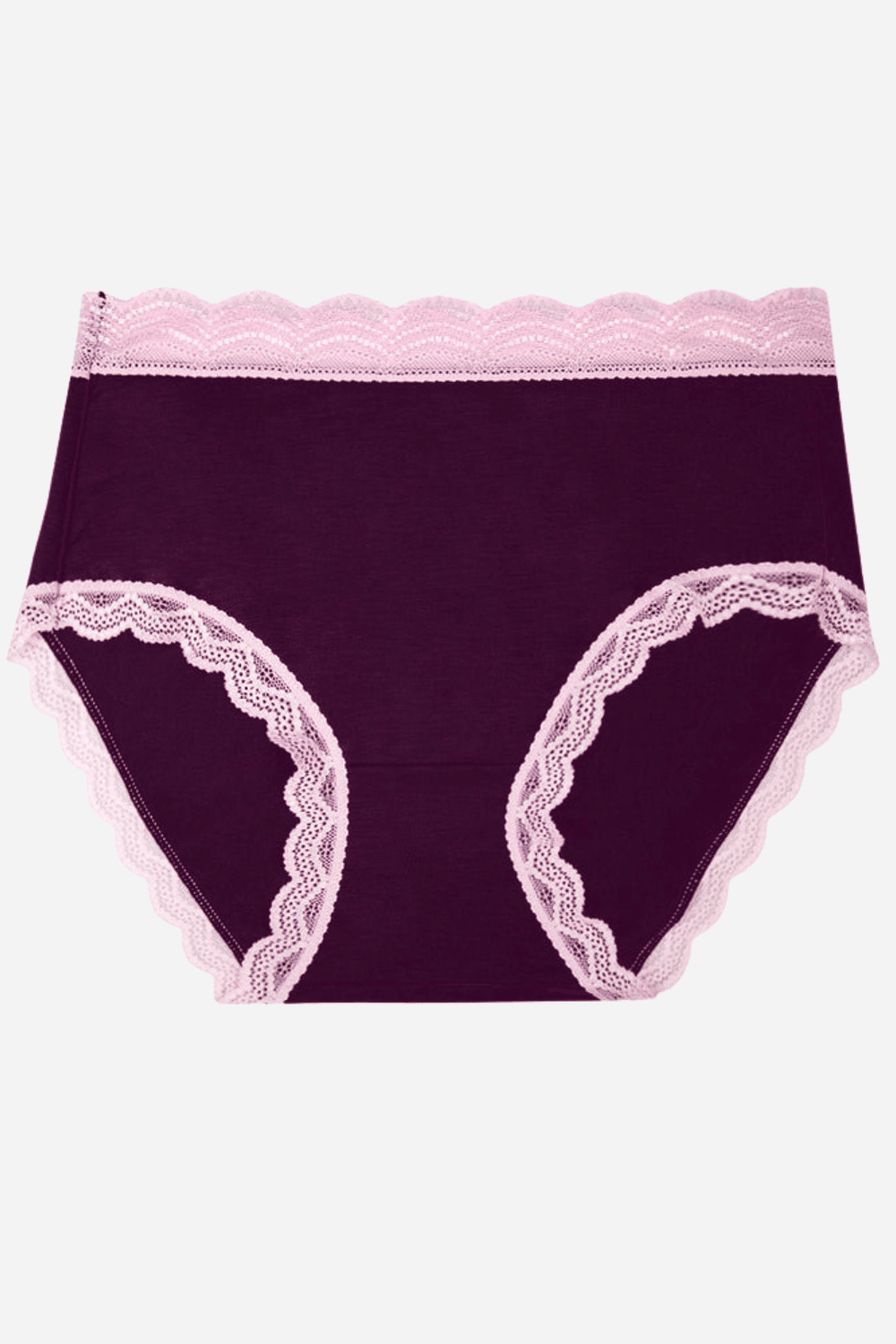 High Rise Knicker - Black Cherry & Dusky Pink